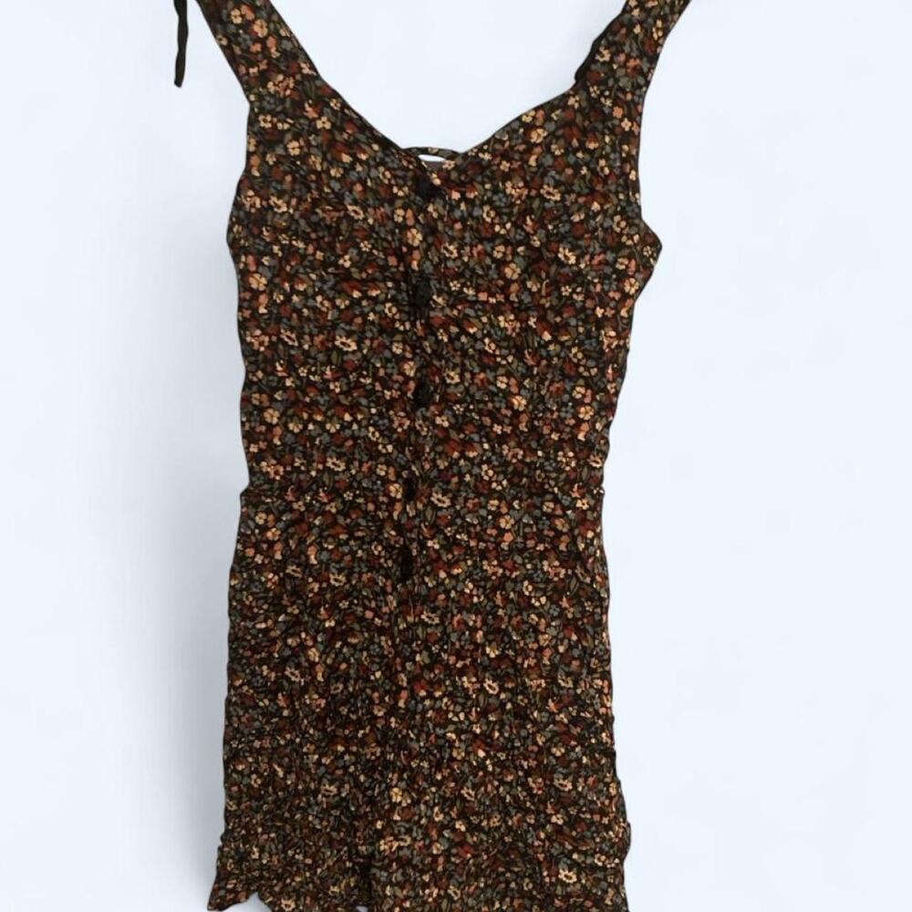 Brown floral mini dress with